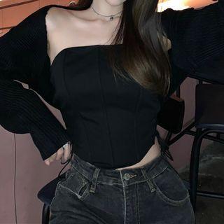 Tube Top / Ribbed Cardigan