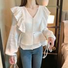 Ruffle Blouse Pearl White - One Size