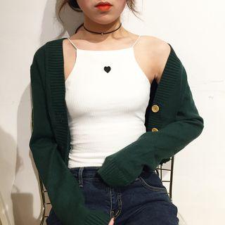 Heart Embroidered Crop Cami Top