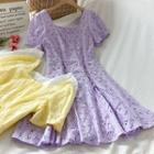 Plain Cutout Lace Up A-line Dress