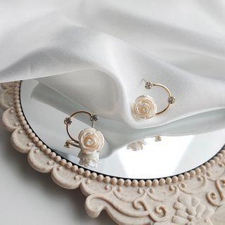 Rhinestone Acrylic Flower Earring 1 Pair - 925 Silver - One Size