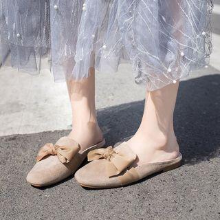 Bow-accent Velvet Mules