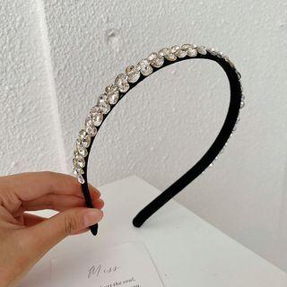 Rhinestone Headband Transparent White & Black - One Size