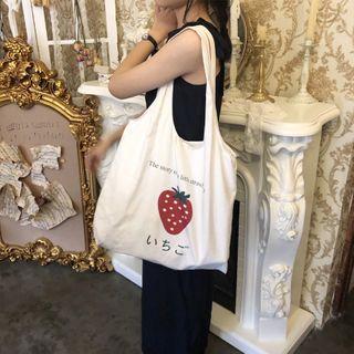 Strawberry Print Tote Bag Strawberry - One Size