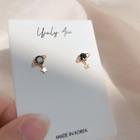 Planet Ear Stud 1 Pair - 925 Silver - Stud Earring - Gold - One Size