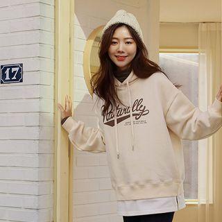 Letter Layered-hem Hoodie