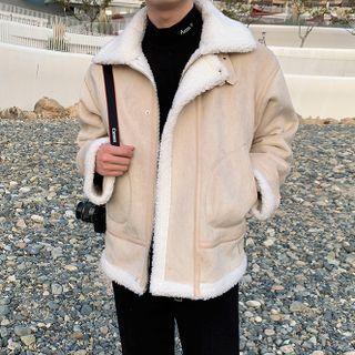 Shearling Zip-up Biker Jacket