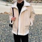 Shearling Zip-up Biker Jacket