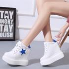 Platform Hidden-wedge Contrast Star Sneakers