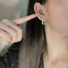 Rhinestone Hoop Clip-on Earring 1 Pair - Mosquito Coil Clip-on Earrings - Gold - One Size