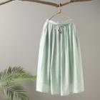 Drawstring-waist Plain Midi A-line Skirt