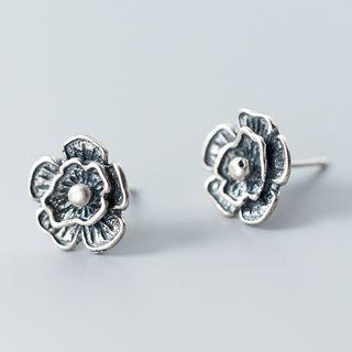 925 Sterling Silver Flower Stud Earring As Shown In Figure - One Size