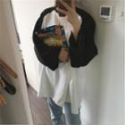 Long-sleeve Oversized Raglan T-shirt Black - One Size