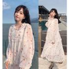 Skirt + Long-sleeve Chiffon Dress Over-the-knee Maxi Skirt Set - Xxxs