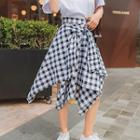 Plaid Tie-waist Asymmetrical A-line Skirt