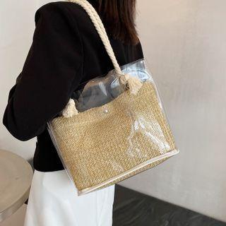 Woven Panel Pvc Tote Bag