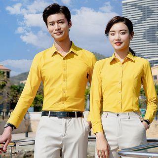 Long-sleeve Plain Shirt / Dress Pants / Mini Pencil Skirt / Set