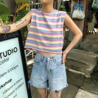Sleeveless Rainbow Stripe Top