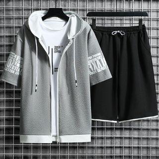 Set : Cardigan Sweatshirt + Sweat Shorts
