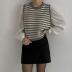Perforated Stripe Sweater Vest