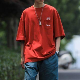 Short-sleeve Embroidered Pocket T-shirt