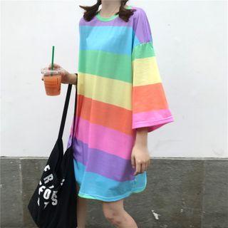 3/4-sleeve Rainbow Block T-shirt