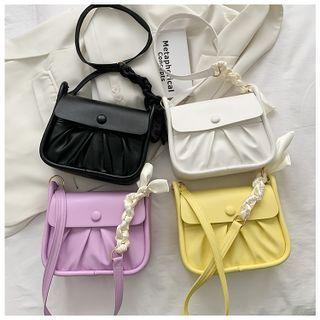 Ribbon Linen Flower Ruched Shoulder Bag