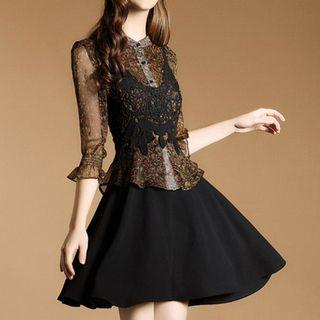 Mock Three-piece A-line Dress