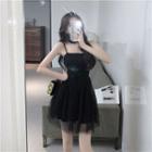 Spaghetti Strap Mesh Mini Corset Dress