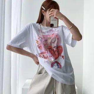 Heart Illustration Cotton T-shirt