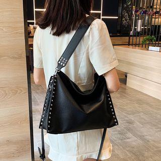 Faux Leather Grommet Crossbody Bag