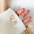 Ring Drop Sterling Silver Ear Stud 1 Pair - Gold - One Size