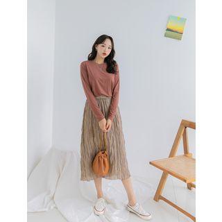 Plus Size Crinkled Chiffon Long Skirt