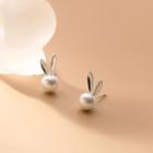 Rabbit Faux Pearl Sterling Silver Earring 1 Pair - Faux Pearl - Silver - One Size