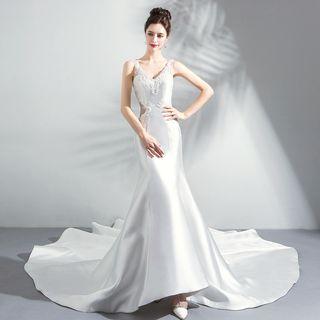 Sleeveless Embellished Mermaid Wedding Gown