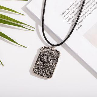 Alloy Embossed Dragon Tag Pendant Necklace