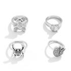 Set Of 4: Ring Set Of 4 Pcs - Silver - One Size