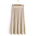Knit Midi A-line Pleated Skirt