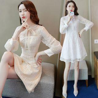 Long-sleeve Mini Lace A-line Dress