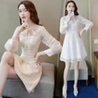 Long-sleeve Mini Lace A-line Dress