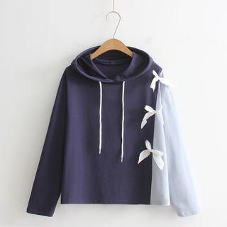 Bow Colour Block Long-sleeve Hoodie