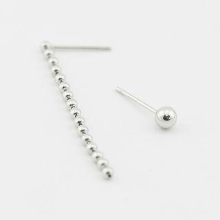 Non-matching 925 Sterling Silver Bead Earring 925 Silver - Silver - One Size