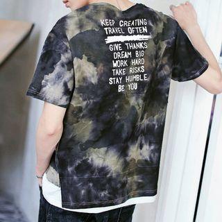 Short-sleeve Camo Print Ripped T-shirt