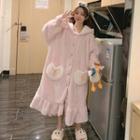 Rabbit Ear Accent Hooded Fleece Sleep Robe Pink - One Size