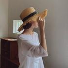 Fringed Woven Panama Hat One Size