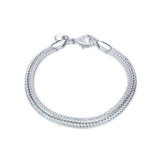 Simple Flat Snake Bone Bracelet Silver - One Size