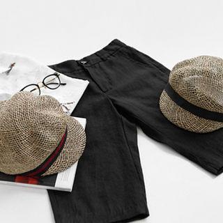 Contrast-trim Raffia Cap
