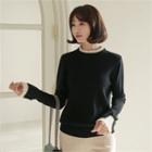 Pleated-trim Knit Top