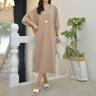 Dolman-sleeve Loose-fit Long Dress