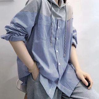 Hooded Striped Long-sleeve Jacket